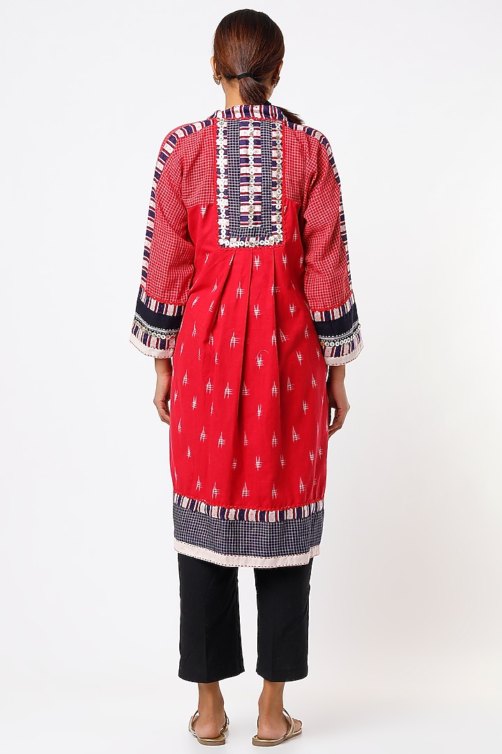 Red Handwoven Jacket by THE WOVEN LAB at Pernia's Pop Up Shop
