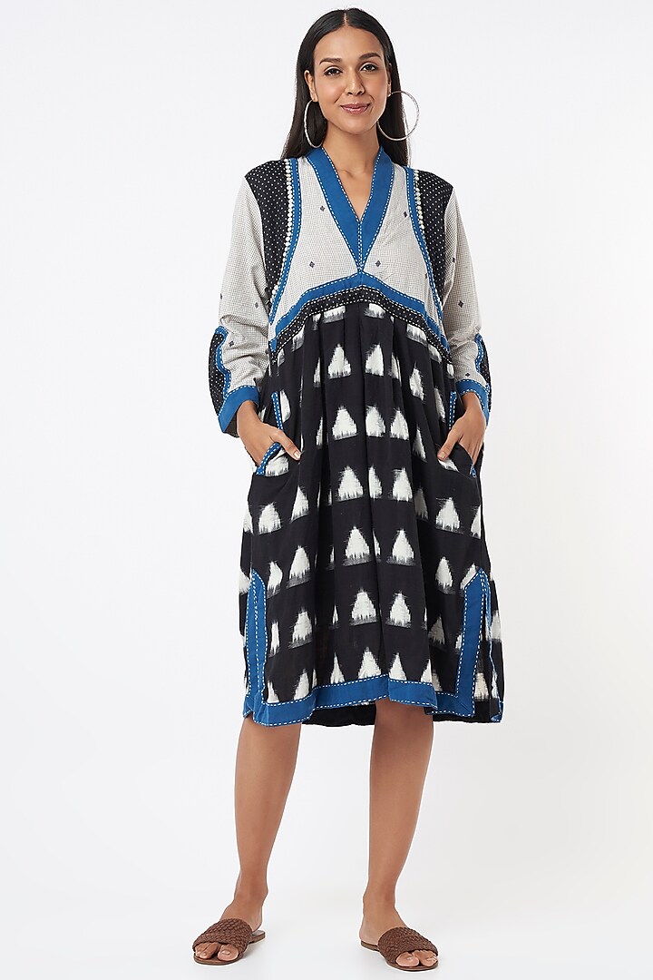Black Ikat Printed Dress by THE WOVEN LAB