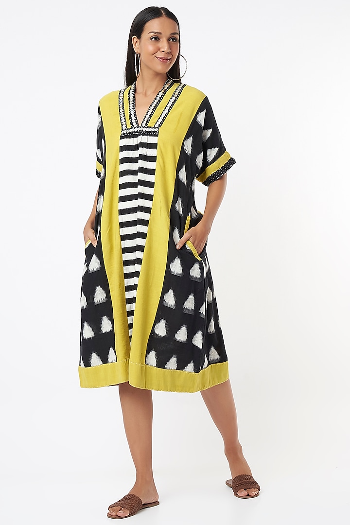 Bright Lime Printed Dress by THE WOVEN LAB