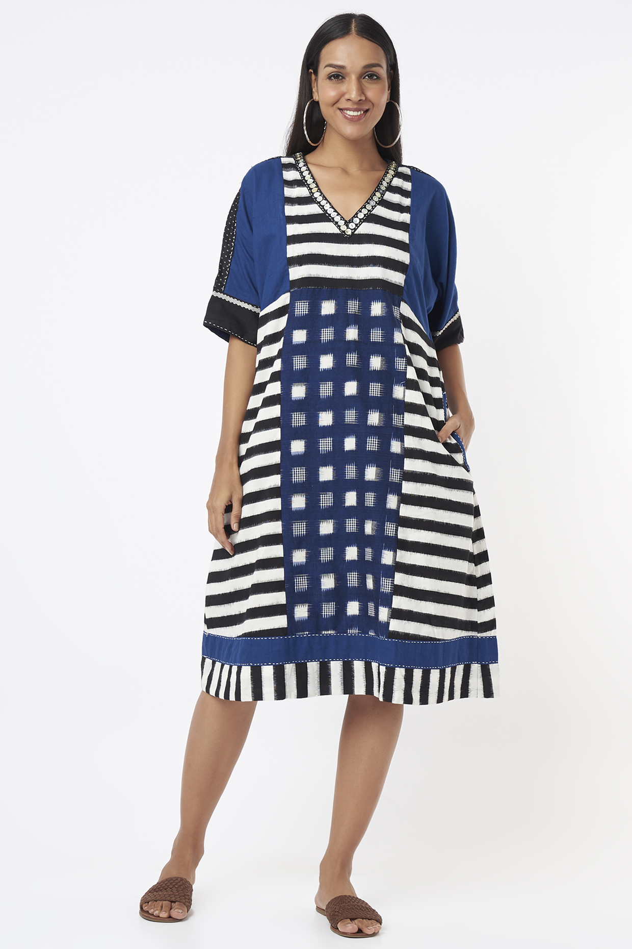 Cobalt Blue Cotton Printed Summer Dress by THE WOVEN LAB at Pernia's Pop Up Shop
