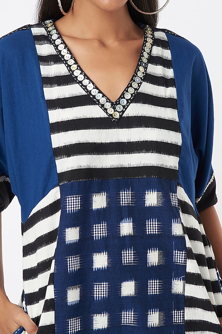 Cobalt Blue Cotton Printed Summer Dress by THE WOVEN LAB at Pernia's Pop Up Shop