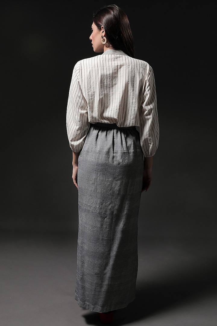 Ivory Printed Shirt by THE WOVEN LAB at Pernia's Pop Up Shop