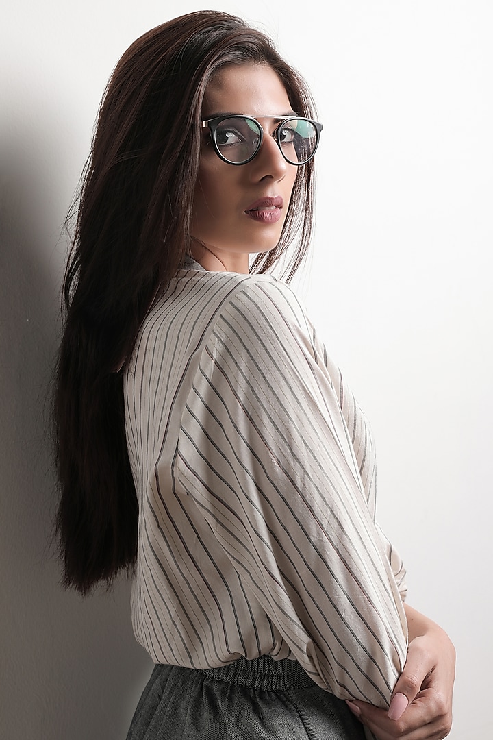 Ivory Printed Shirt by THE WOVEN LAB at Pernia's Pop Up Shop