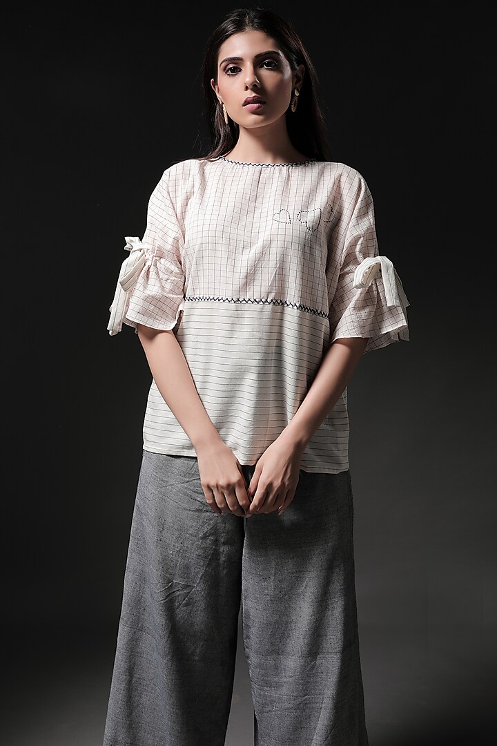 Ivory Handwoven Cotton Top by THE WOVEN LAB