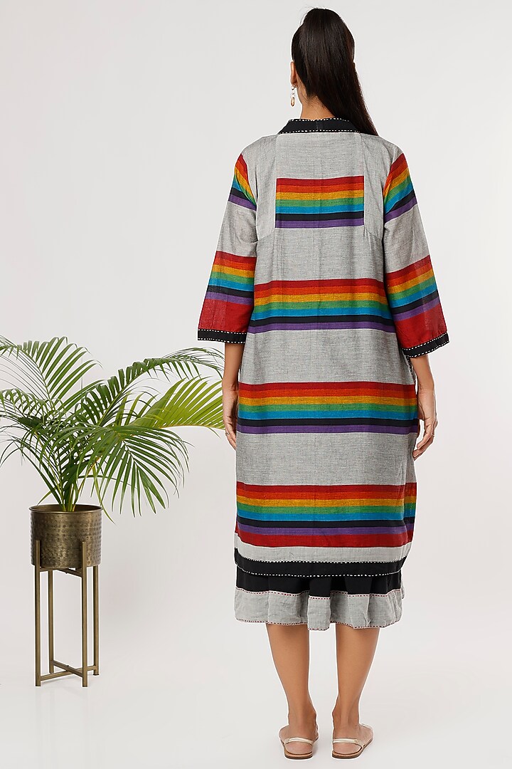 Rainbow Handloom Cotton Jacket by THE WOVEN LAB at Pernia's Pop Up Shop