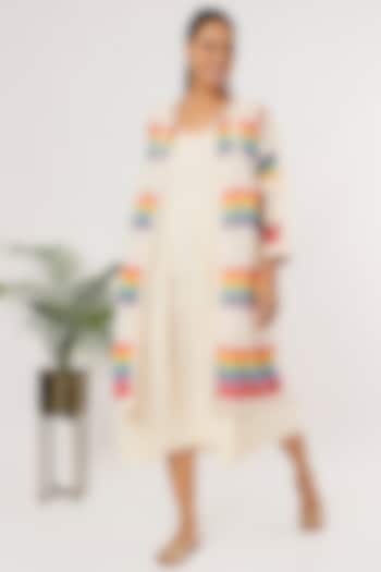 Beige Cotton Mul Jacket Dress by THE WOVEN LAB
