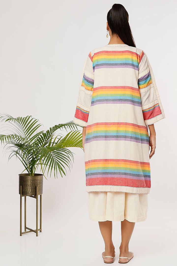 Beige Cotton Mul Jacket Summer Dress by THE WOVEN LAB at Pernia's Pop Up Shop