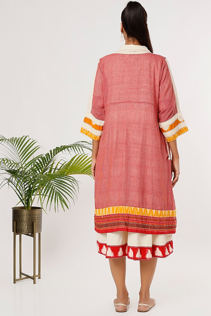 Red Checkered Cotton Jacket Summer Dress by THE WOVEN LAB at Pernia's Pop Up Shop
