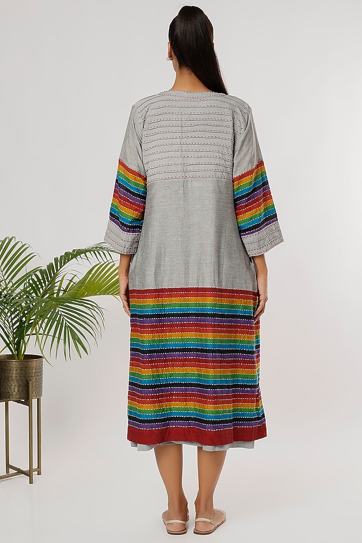 Grey Handwoven Cotton Jacket Summer Dress by THE WOVEN LAB at Pernia's Pop Up Shop