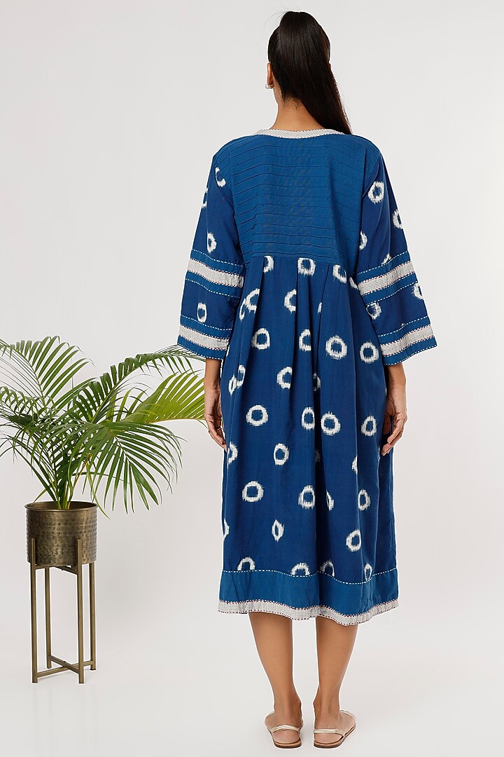 Blue Cotton Pleated Summer Dress by THE WOVEN LAB at Pernia's Pop Up Shop
