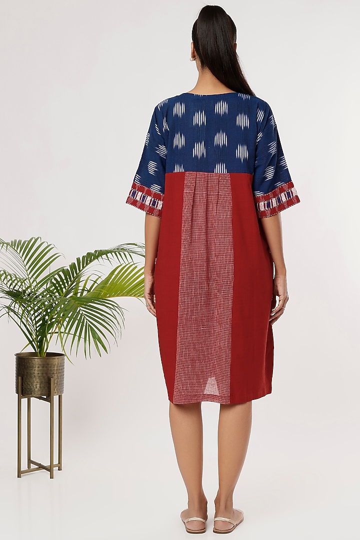 Red Handloom Cotton Ikat Summer Dress by THE WOVEN LAB at Pernia's Pop Up Shop