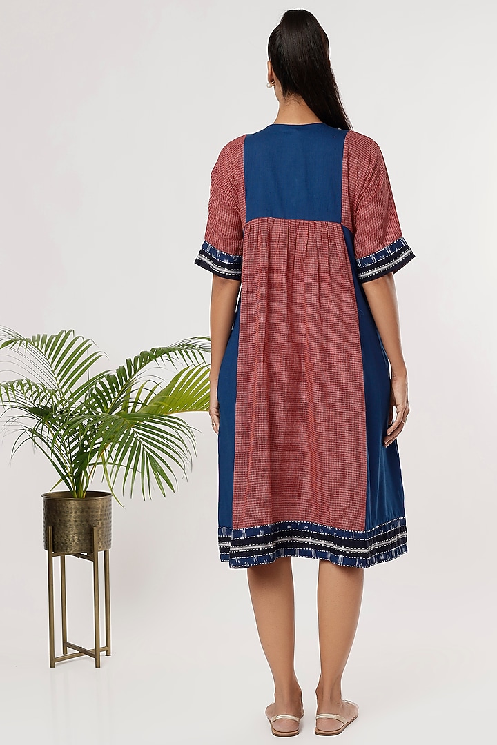 Red & Blue Cotton Checkered Summer Dress by THE WOVEN LAB at Pernia's Pop Up Shop