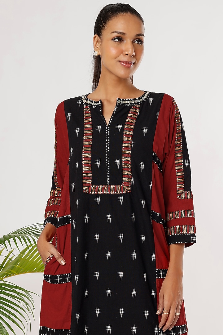 Black Ikat Midi Summer Dress by THE WOVEN LAB at Pernia's Pop Up Shop