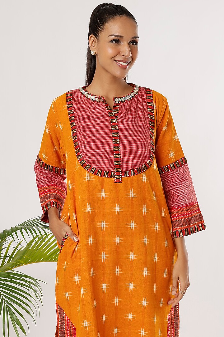 Bright Orange Ikat Summer Dress by THE WOVEN LAB at Pernia's Pop Up Shop