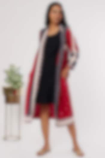 Red Cotton Long Jacket by THE WOVEN LAB