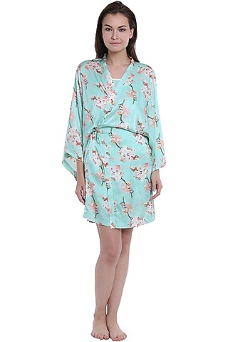 Turquoise Printed Kimono Dress by CatNap