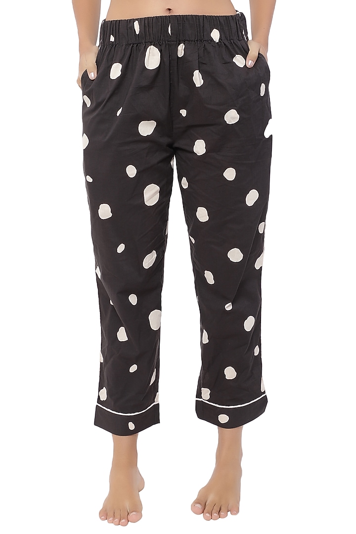 Black Polka Dotted Night Suit by CatNap at Pernia's Pop Up Shop