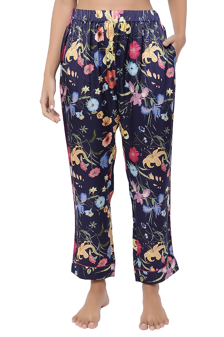 Midnight Blue Printed Night Suit by CatNap at Pernia's Pop Up Shop