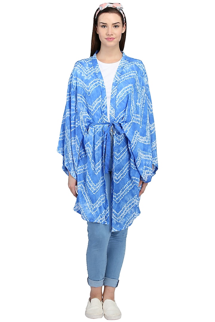 Blue Tie-Dye Kimono Jacket by CatNap