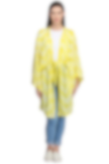 Yellow Tie-Dye Kimono Jacket by CatNap