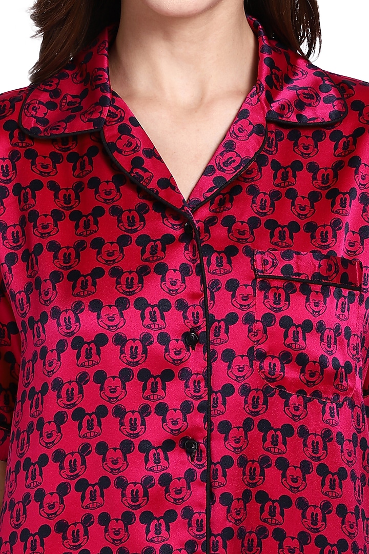 Red Printed Night Suit by CatNap at Pernia's Pop Up Shop