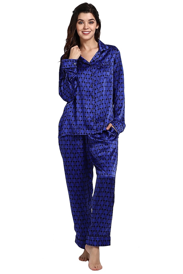 Blue Printed Night Suit by CatNap