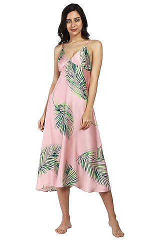 Palm Peach Midi Dress With Eye Mask by CatNap