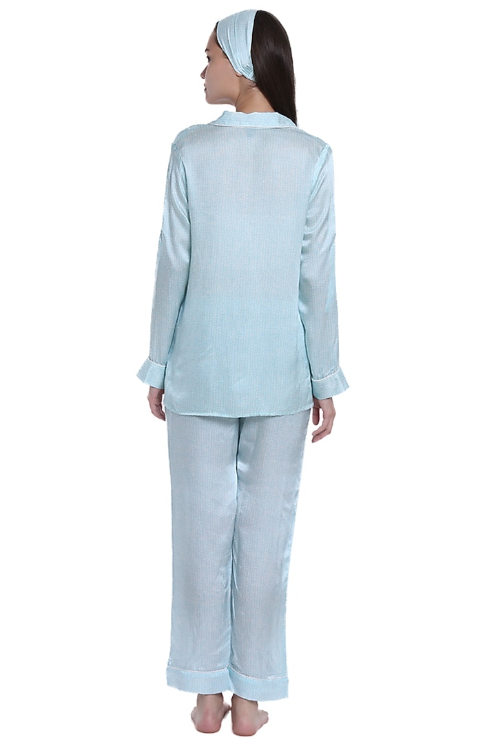Powder Blue Printed Night Suit by CatNap at Pernia's Pop Up Shop