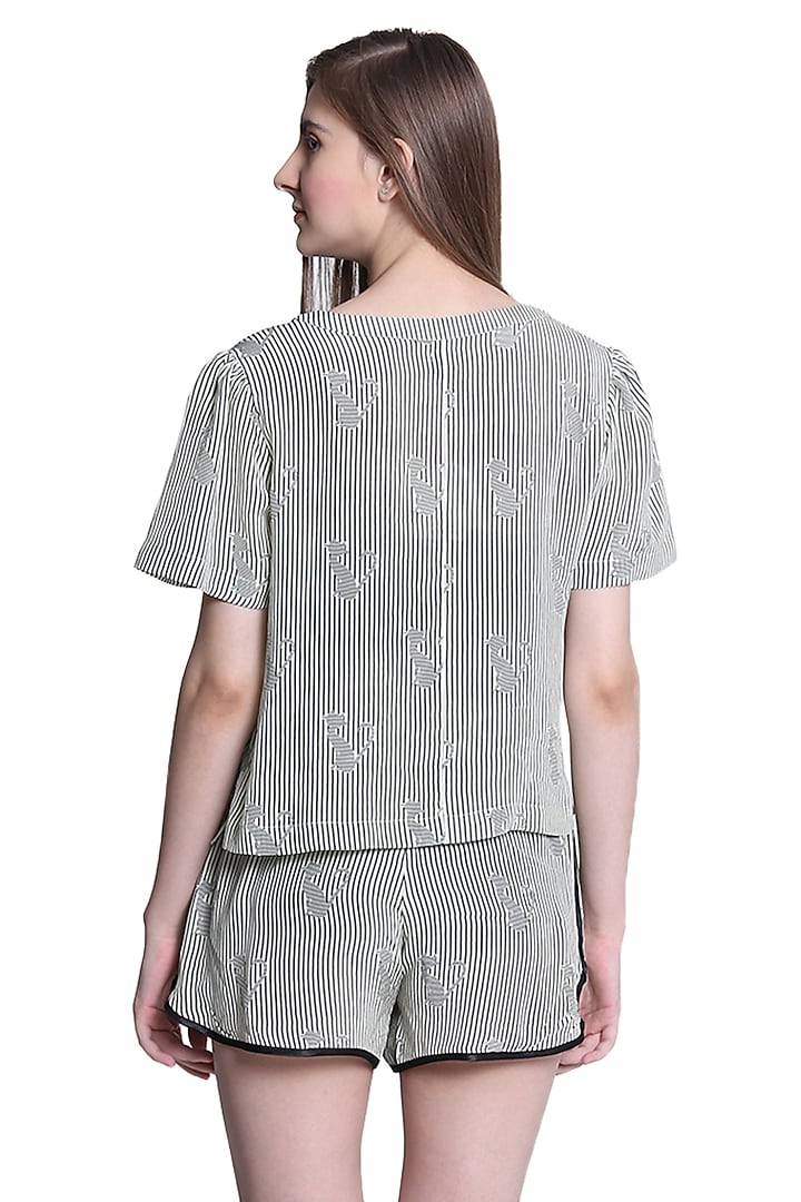 White Printed Night Suit by CatNap at Pernia's Pop Up Shop
