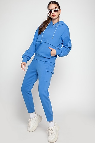 Blue Cotton Jogger Set by CAVA Athleisure