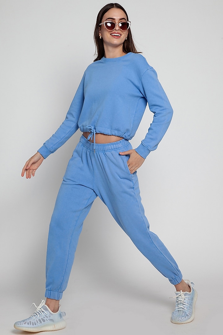 Blue Cotton Jogger Set by CAVA Athleisure