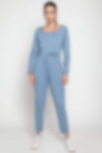 Steel Blue Cotton Jumpsuit by CAVA Athleisure