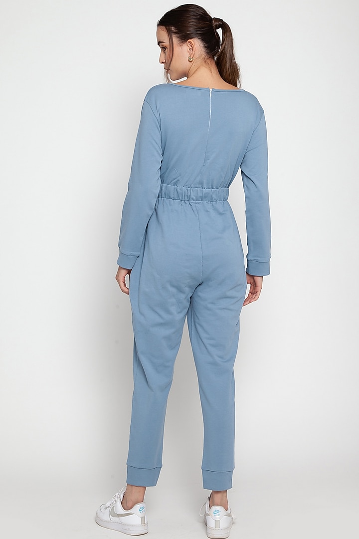 Steel Blue Cotton Jumpsuit by CAVA Athleisure at Pernia's Pop Up Shop
