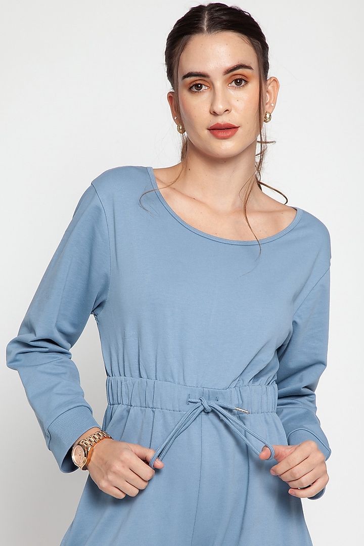 Steel Blue Cotton Jumpsuit by CAVA Athleisure at Pernia's Pop Up Shop