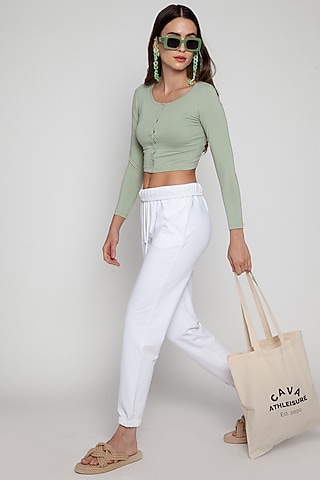 Desert Sage & White Cotton Jogger Set by CAVA Athleisure