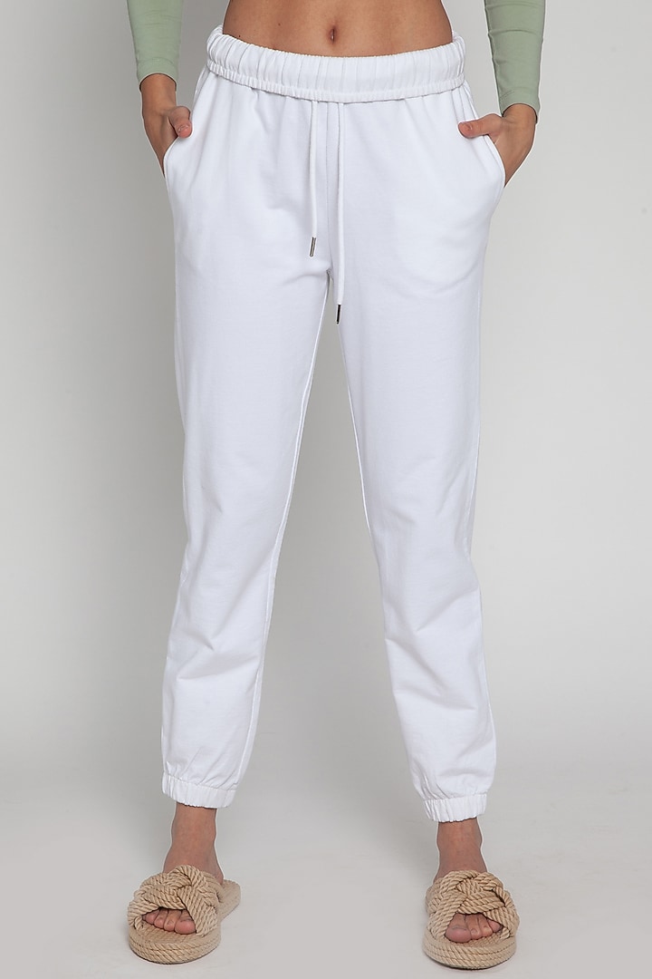 Desert Sage & White Cotton Jogger Set by CAVA Athleisure at Pernia's Pop Up Shop