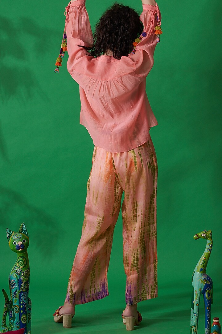 Peach Tie-Dyed Straight Pants by Capisvirleo at Pernia's Pop Up Shop