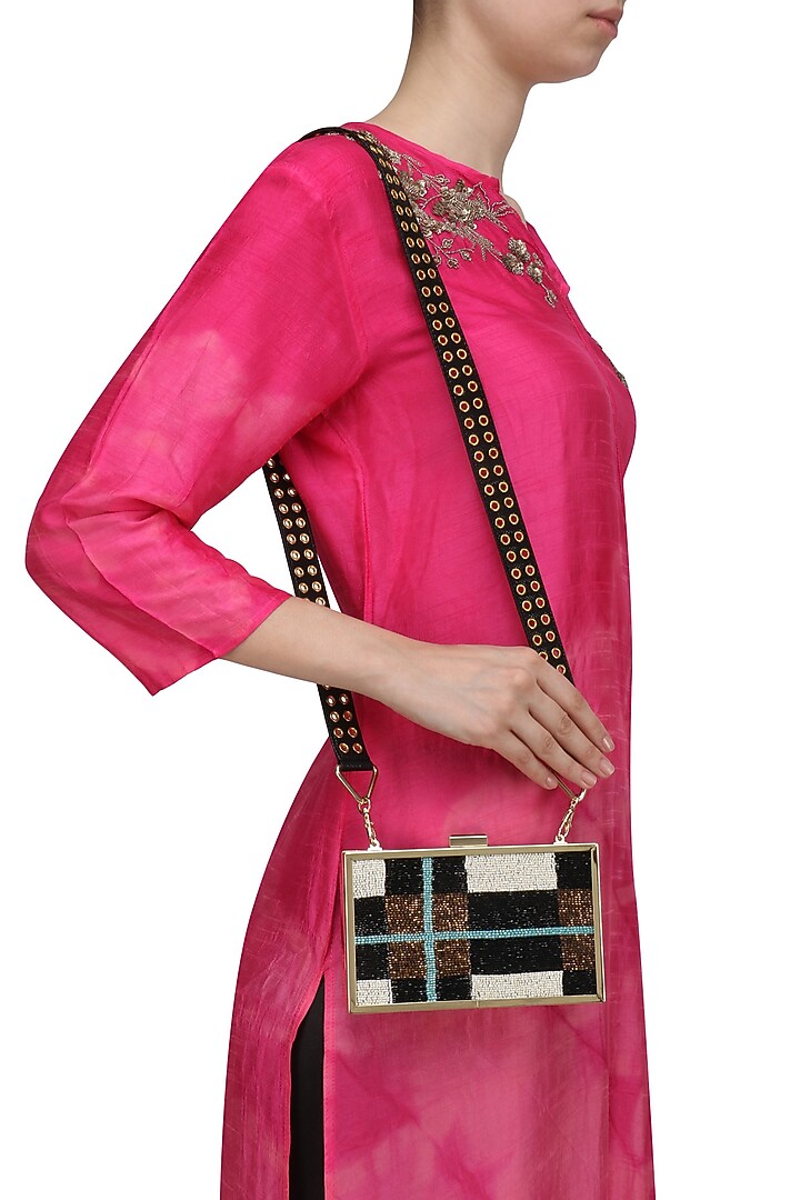 RASEEL AT CASAPOP presents Brown cutdana work clutch available only at Pernia's Pop Up Shop.