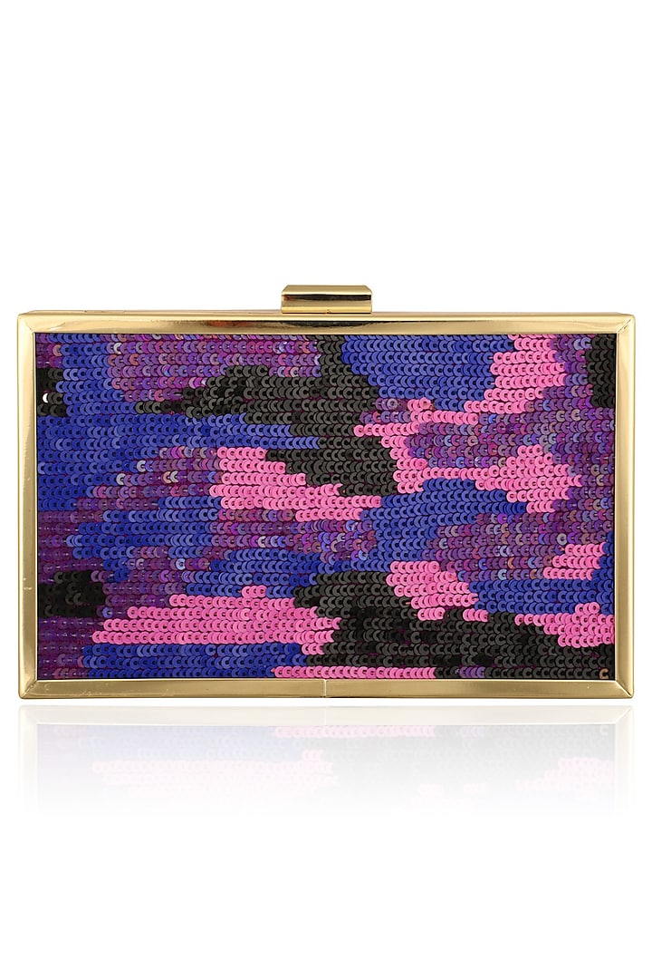 Purple Ombre Sequins Work Clutch by RASEEL AT CASAPOP