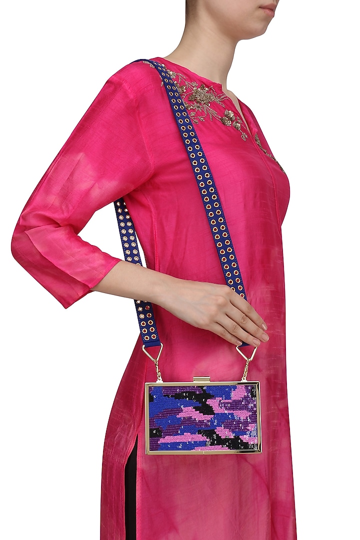 RASEEL AT CASAPOP presents Purple ombre sequins work clutch available only at Pernia's Pop Up Shop.