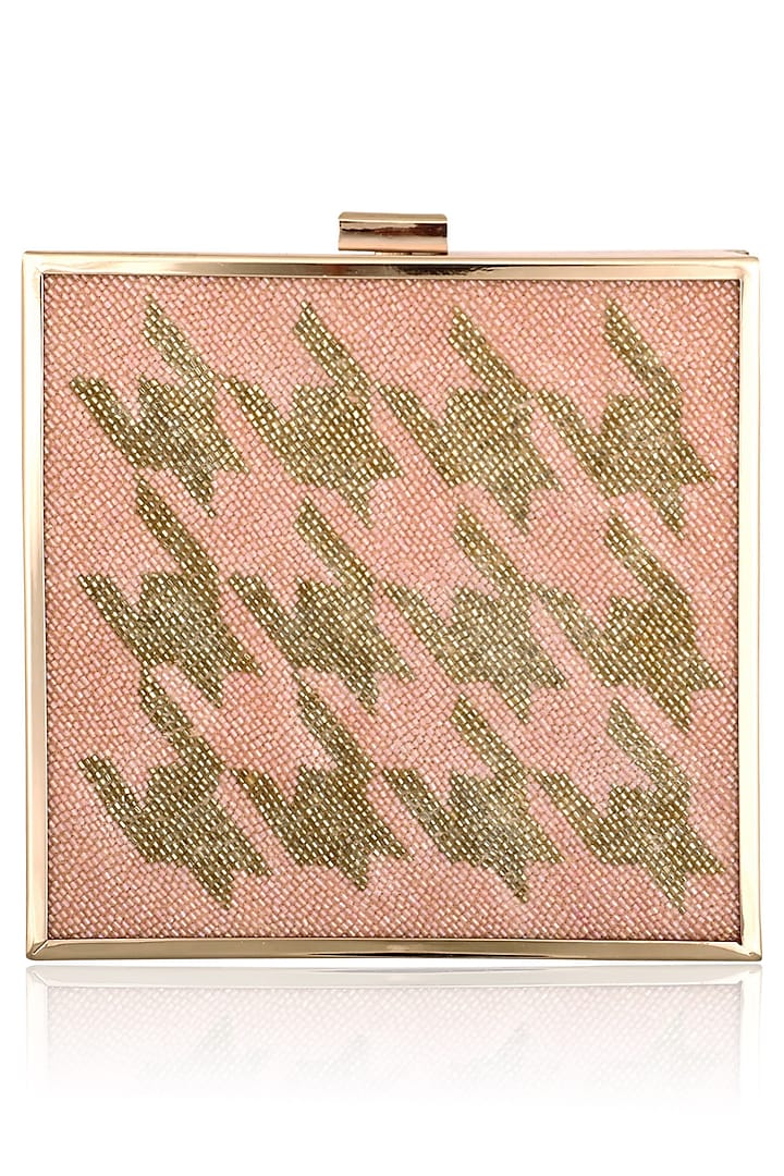 Peach Abstract Sequins Work Clutch by RASEEL AT CASAPOP