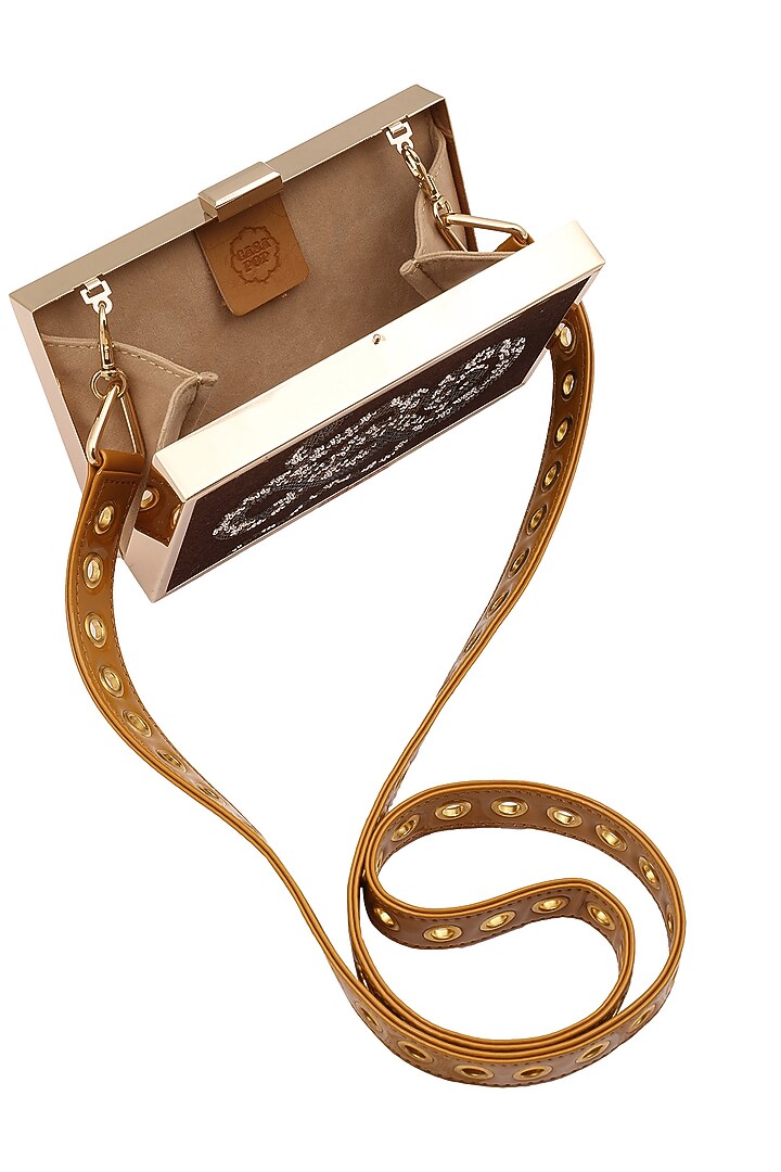 RASEEL AT CASAPOP presents Brown snake motif crystal work clutch available only at Pernia's Pop Up Shop.