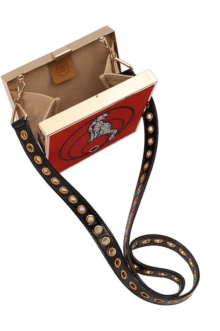 RASEEL AT CASAPOP presents Red cheetah motif crystal work clutch available only at Pernia's Pop Up Shop.