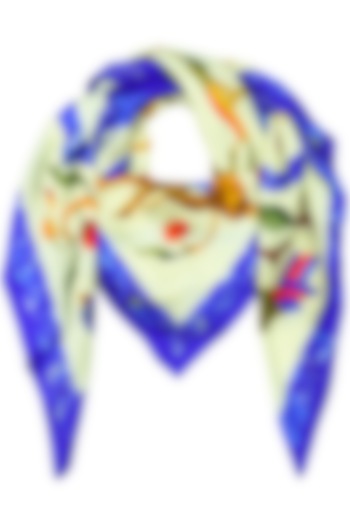 White Bird Motif Digitl Print Scarf by RASEEL AT CASAPOP