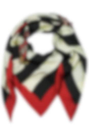 White And Black Digital Snake Motif Scarf by RASEEL AT CASAPOP