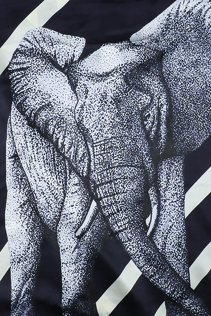 RASEEL AT CASAPOP presents Off white striped digital elephant motif scarf available only at Pernia's Pop Up Shop.