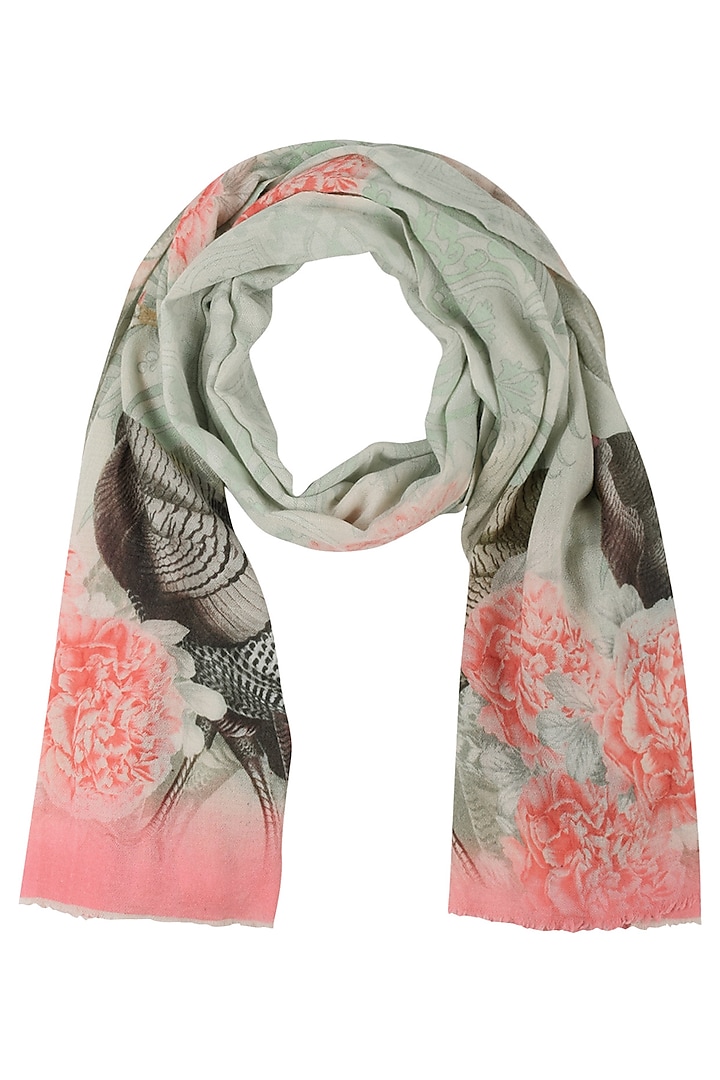 Mint and Pink Return To Paradise Scarf by RASEEL AT CASAPOP