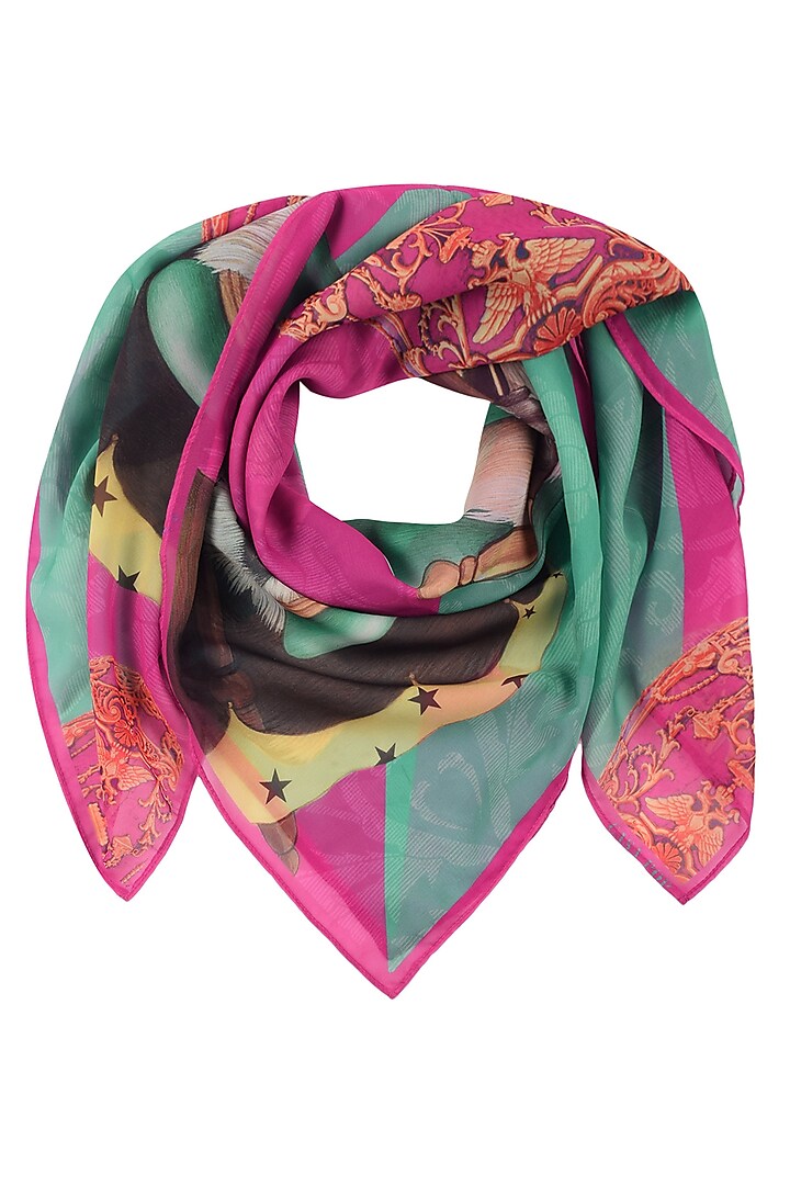 Green and Pink Ester Egg Hunt Scarf by RASEEL AT CASAPOP