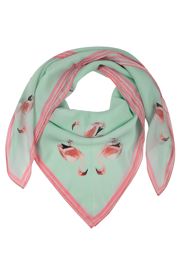 RASEEL AT CASAPOP presents Green and pink ostrich print scarf available only at Pernia's Pop Up Shop.