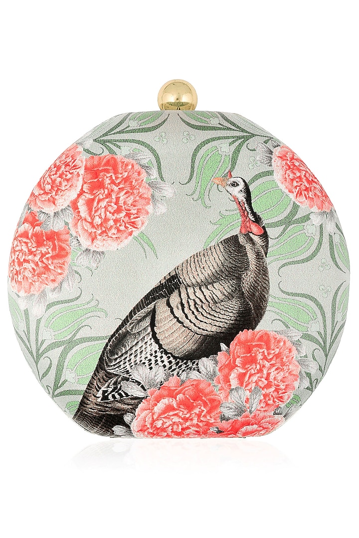 RASEEL AT CASAPOP presents Mint and pink return to paradise Round Box Clutch available only at Pernia's Pop Up Shop.